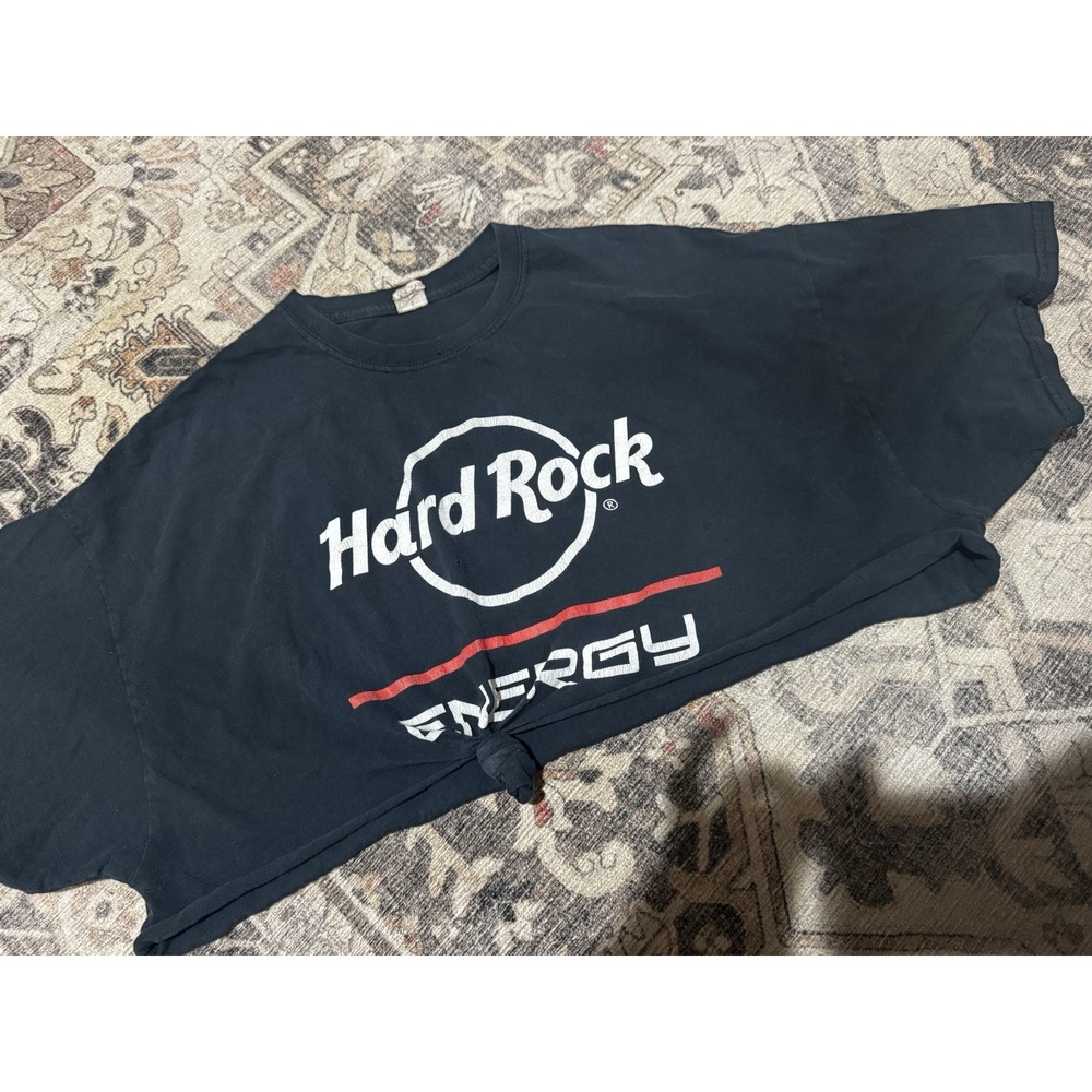 VTG Hard Rock Energy Tee Shirt Cut Into Crop Top Size Xxl